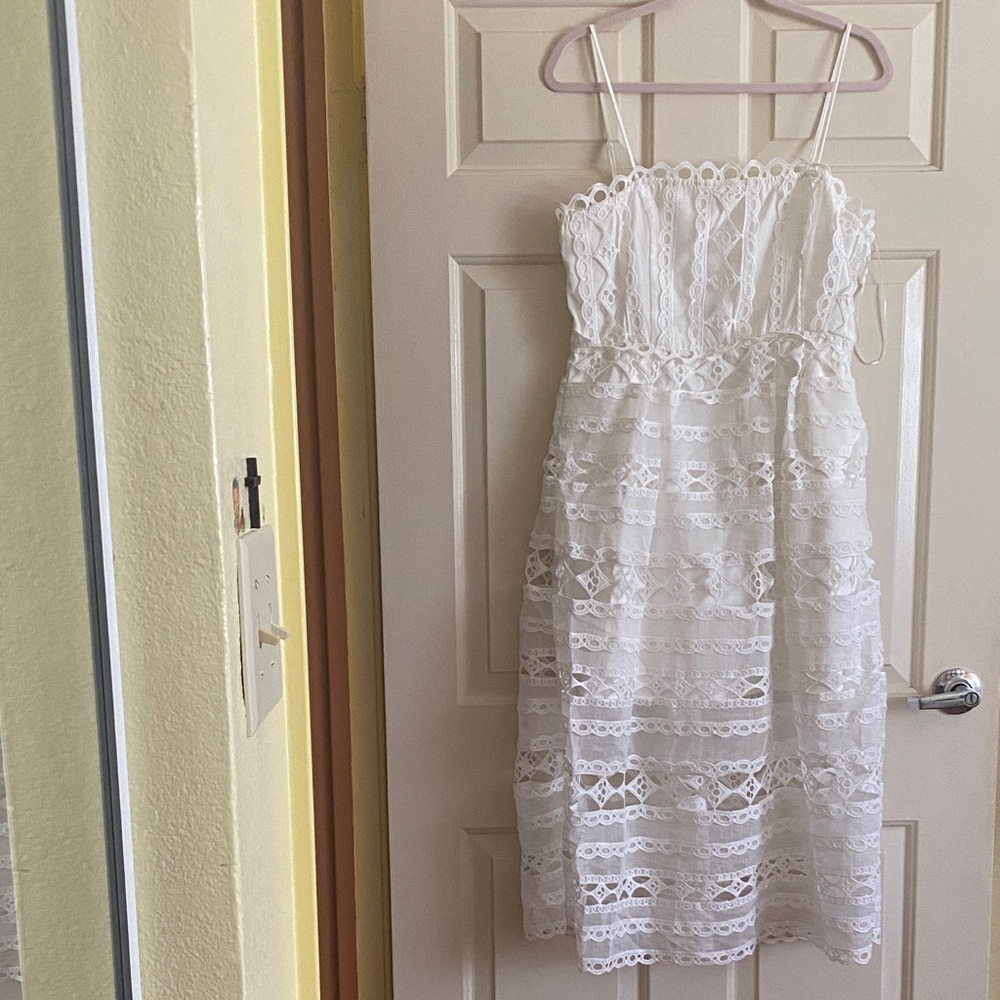 NWT Endless Rose White Lace Midi Dress, Size L